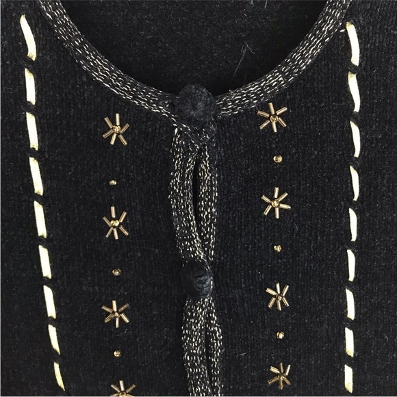 Christopher Radko BellPointe Womens Ugly Christmas Sweater M Black Beaded Angels - Picture 10 of 11